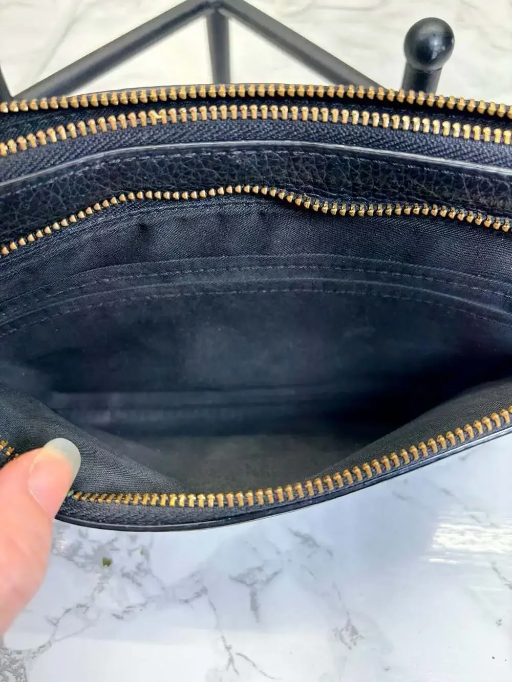 Coach Double Zip Wallet Wristlet Black Leather